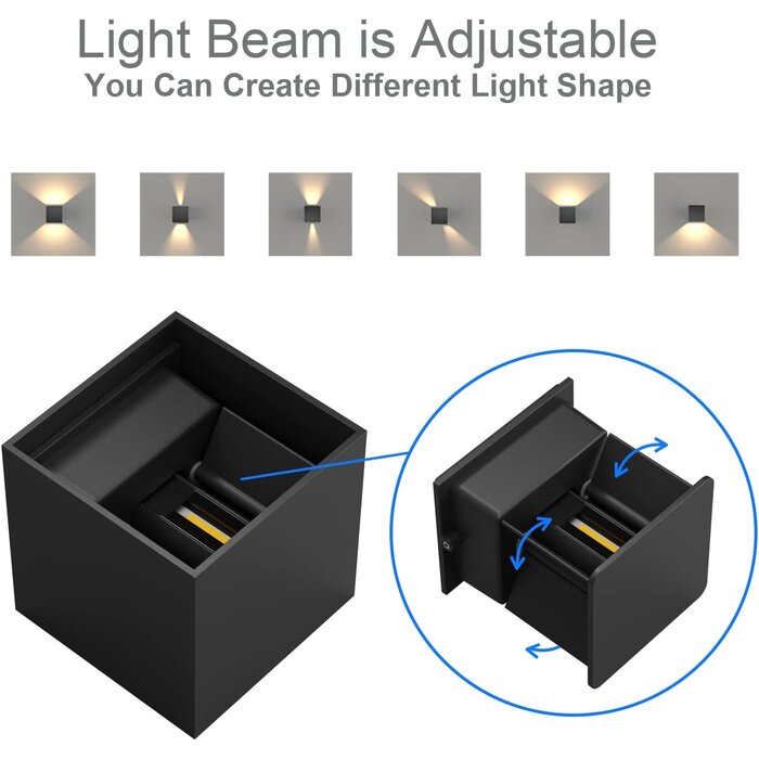 8er LED Wandleuchten Set - Schwarz, 12W, IP65 - Bis zu 43% Rabatt!