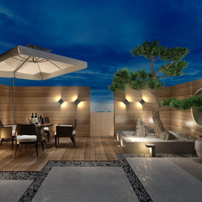 8er LED Wandleuchten Set - Schwarz, 12W, IP65 - Bis zu 43% Rabatt!