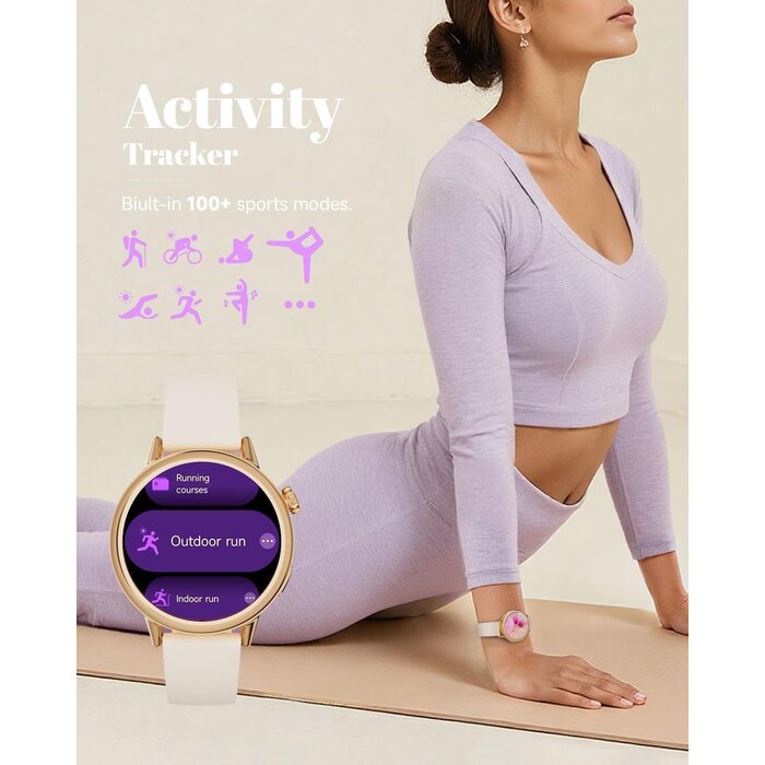 Elegante Damen Smartwatch, AMOLED Fitness-Tracker, Beige - bis zu 28% Rabatt