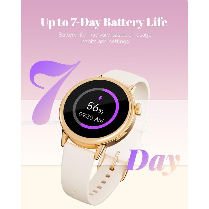Elegante Damen Smartwatch, AMOLED Fitness-Tracker, Beige - bis zu 28% Rabatt