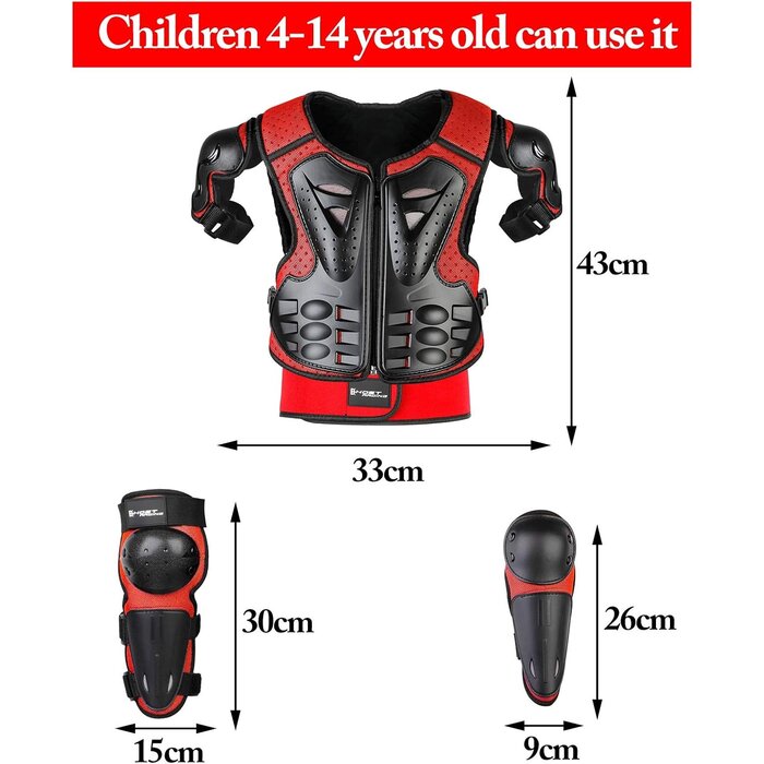Kinderschutzset für Motocross & Sport - Rot - bis zu 29% Rabatt sparen