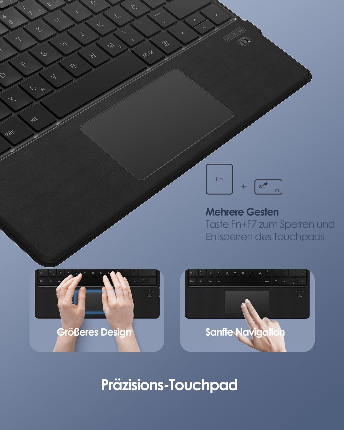 Bluetooth-Tastatur für Surface Pro 8/9/X mit Trackpad - bis zu 33% günstiger
