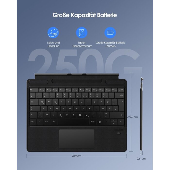 Bluetooth-Tastatur für Surface Pro 8/9/X mit Trackpad - bis zu 33% günstiger