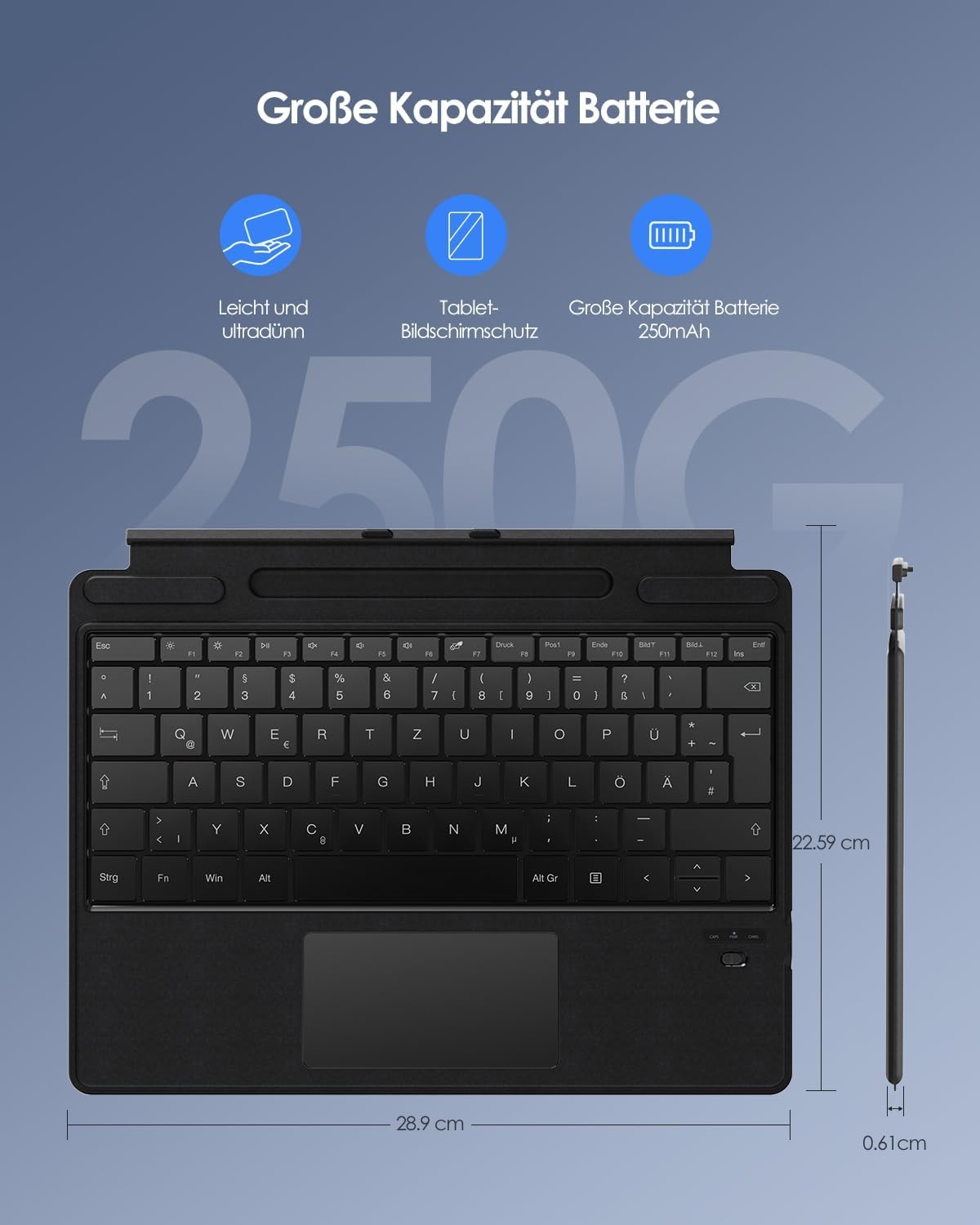 Bluetooth-Tastatur für Surface Pro 8/9/X mit Trackpad - bis zu 33% günstiger