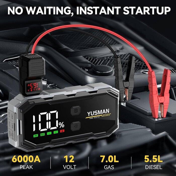 Starthilfe Powerbank 12 V - 6000 A für Auto & USB-Geräte - bis zu 32% Rabatt