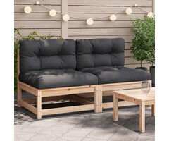 Vidaxl 2er Set Gartenbank aus Kiefernholz mit Kissen - Anthrazit - bis zu 30% Rabatt