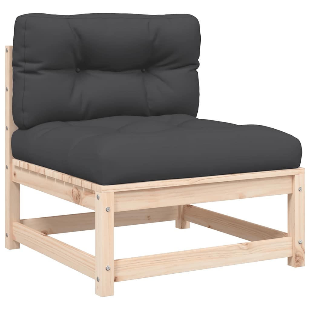 Vidaxl 2er Set Gartenbank aus Kiefernholz mit Kissen - Anthrazit - bis zu 30% Rabatt