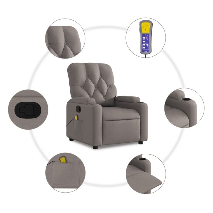Vidaxl Verstellbarer Massagesessel in Taupe - bis zu 30% Rabatt