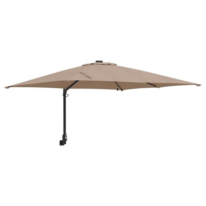 Vidaxl Wand-Gartenparasol Taupe 248,5cm - Platzsparend mit LED - bis zu 35% Rabatt