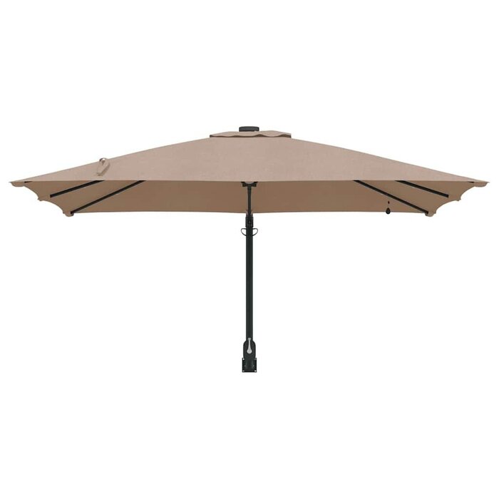 Vidaxl Wand-Gartenparasol Taupe 248,5cm - Platzsparend mit LED - bis zu 35% Rabatt