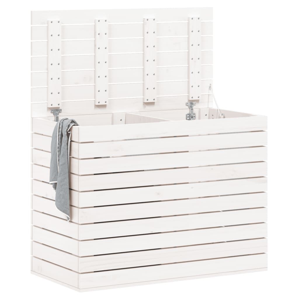 Vidaxl Wäschesammler Kiefer massiv Weiß 88,5x44x66 cm - bis zu 34% sparen!