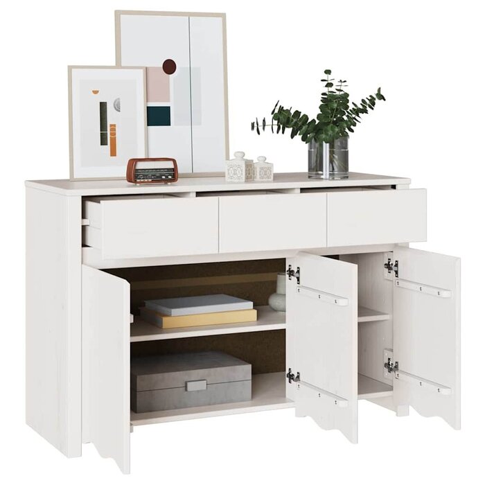 Vidaxl Sideboard aus Kiefernholz, Weiß, 114cm - Jetzt bis zu 35% Rabatt sichern!