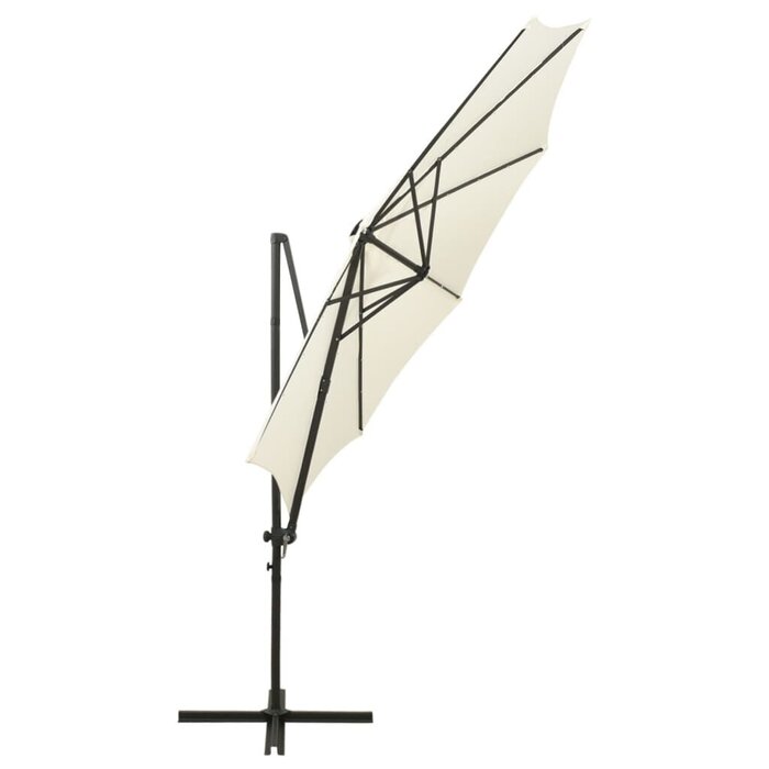 Vidaxl Ampelschirm 300 cm mit LED-Beleuchtung - Sandfarben - bis zu 35% Rabatt