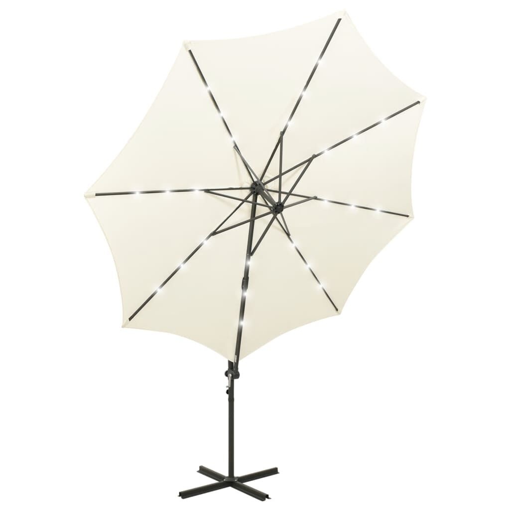 Vidaxl Ampelschirm 300 cm mit LED-Beleuchtung - Sandfarben - bis zu 35% Rabatt