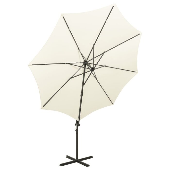 Vidaxl Ampelschirm 300 cm mit LED-Beleuchtung - Sandfarben - bis zu 35% Rabatt