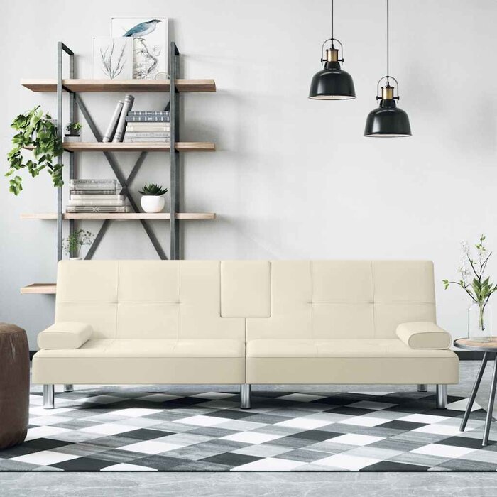 Vidaxl Schlafsofa mit Getränkehaltern & USB - Cremeweiß - bis zu 35% Rabatt
