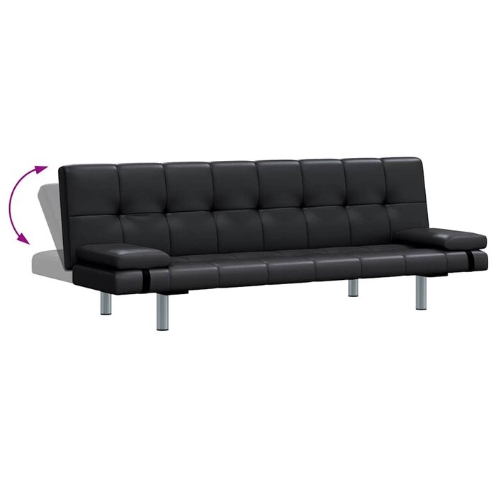 Vidaxl Modernes Schlafsofa Kunstleder Schwarz - 168 cm - jetzt bis zu 35% sparen
