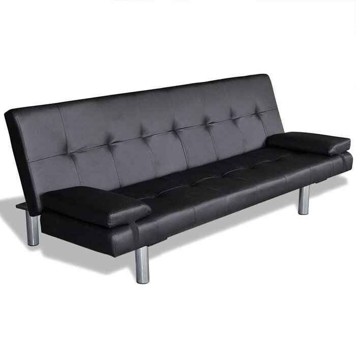Vidaxl Modernes Schlafsofa Kunstleder Schwarz - 168 cm - jetzt bis zu 35% sparen