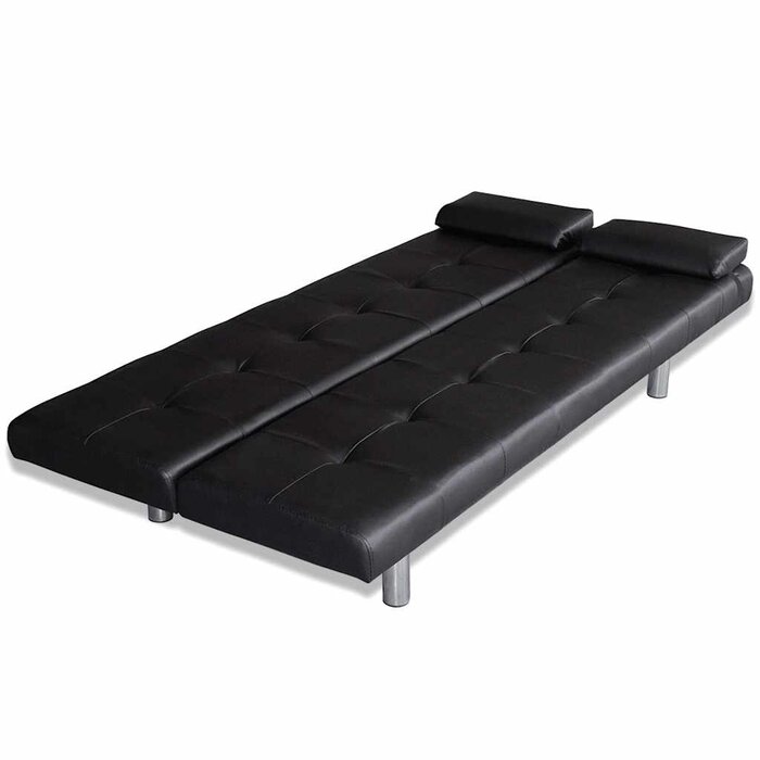 Vidaxl Modernes Schlafsofa Kunstleder Schwarz - 168 cm - jetzt bis zu 35% sparen