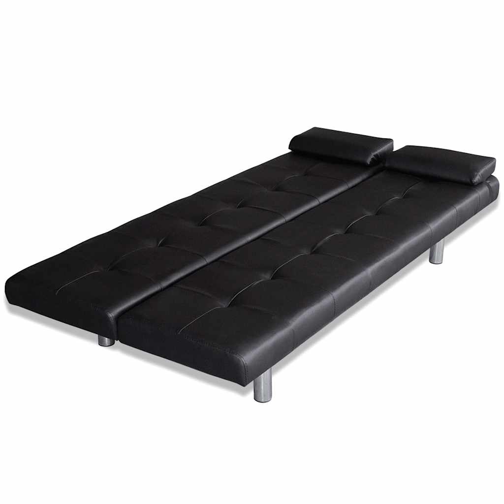 Vidaxl Modernes Schlafsofa Kunstleder Schwarz - 168 cm - jetzt bis zu 35% sparen