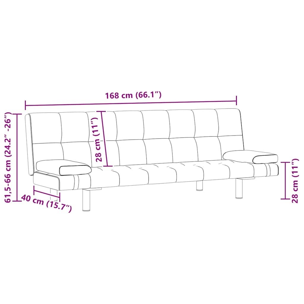 Vidaxl Modernes Schlafsofa Kunstleder Schwarz - 168 cm - jetzt bis zu 35% sparen