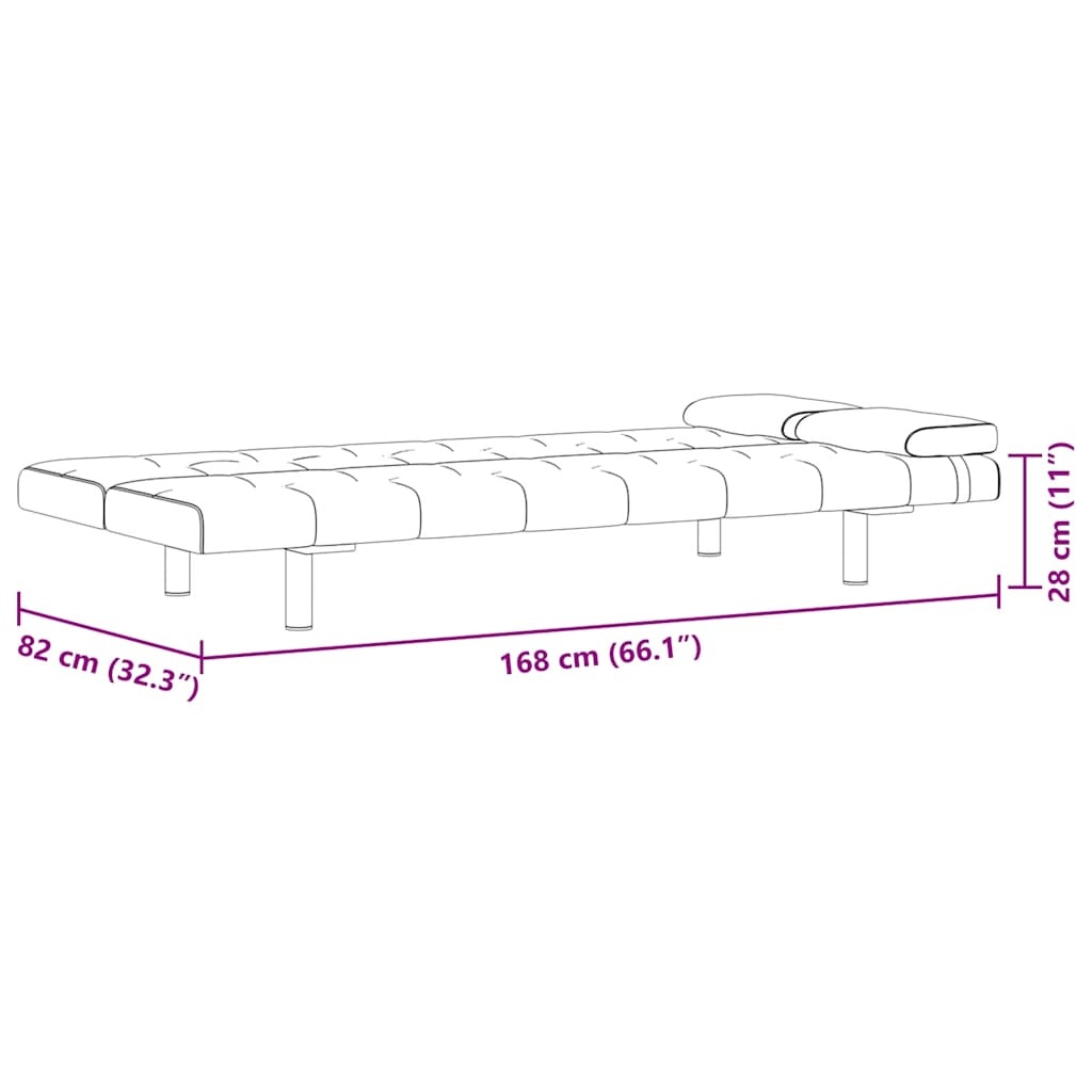 Vidaxl Modernes Schlafsofa Kunstleder Schwarz - 168 cm - jetzt bis zu 35% sparen