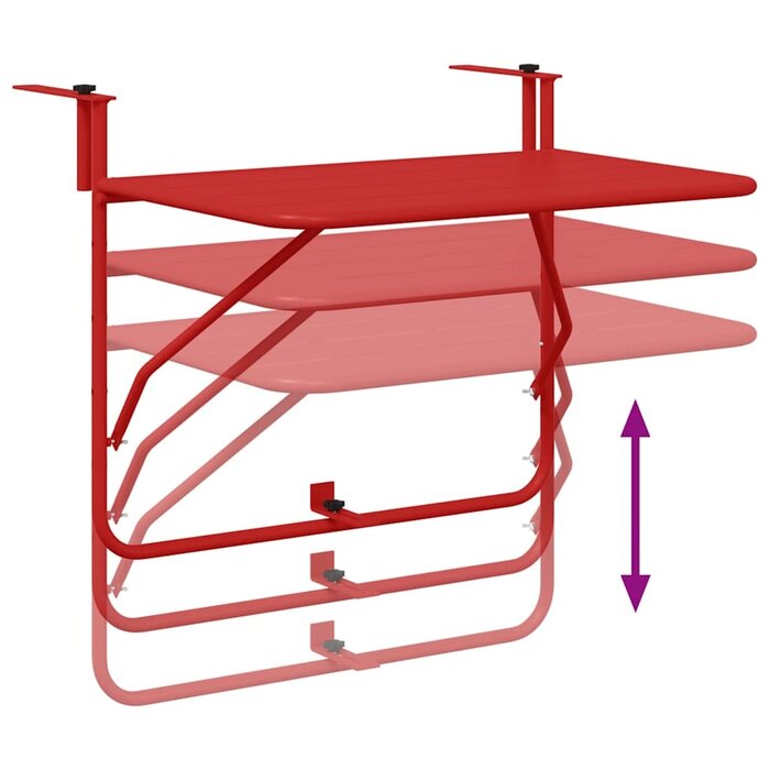 Vidaxl Hängebalkontisch Rot 60x39cm - Platzsparender Klapptisch - bis zu 33% Rabatt