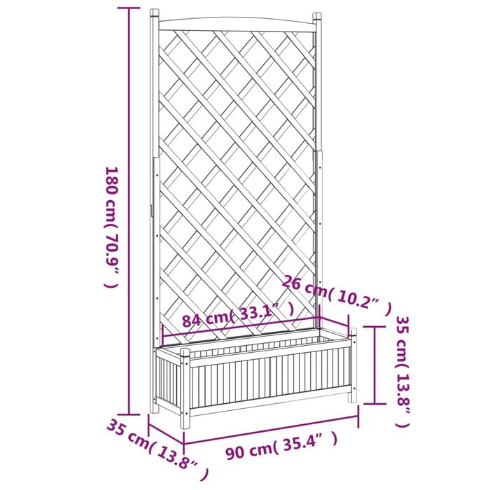 Vidaxl Pflanzkübel mit Rankgitter aus Fichtenholz, 90x180 cm - bis zu 34% sparen