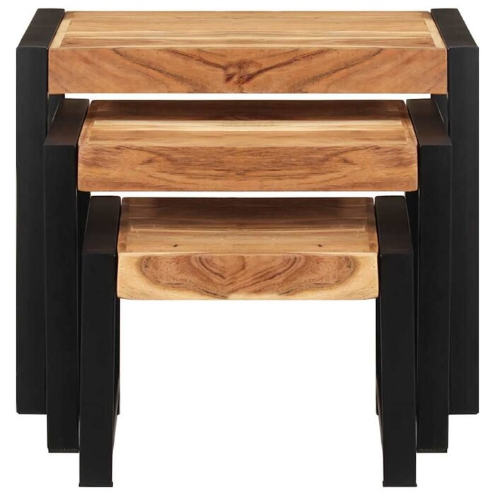 Vidaxl 3er-Set Beistelltische aus Massivholz - Retro-Design - bis zu 34% sparen
