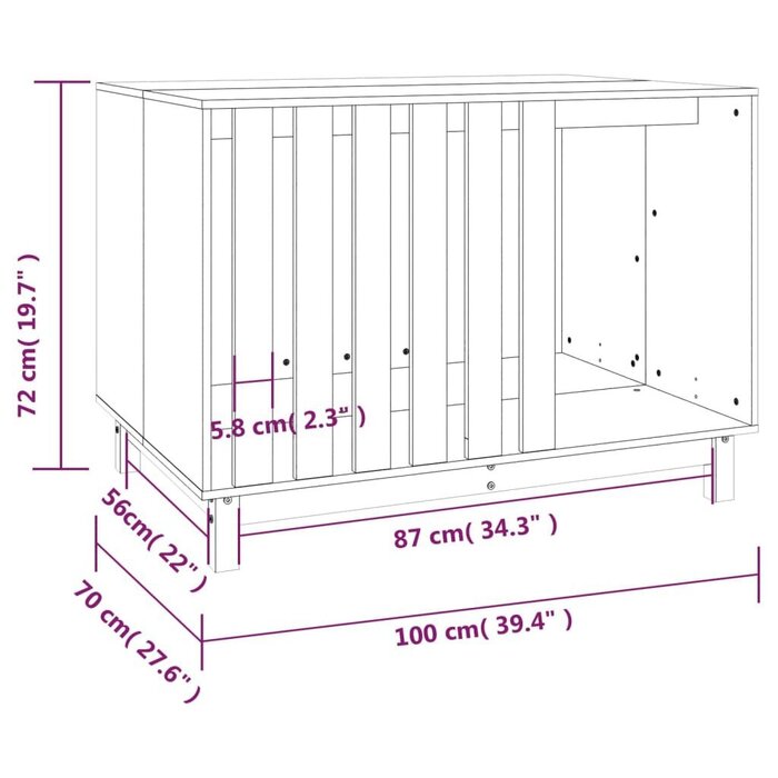 Vidaxl Hundehütte aus massivem Kiefernholz weiß, 100x70x72cm - bis zu 35% Rabatt