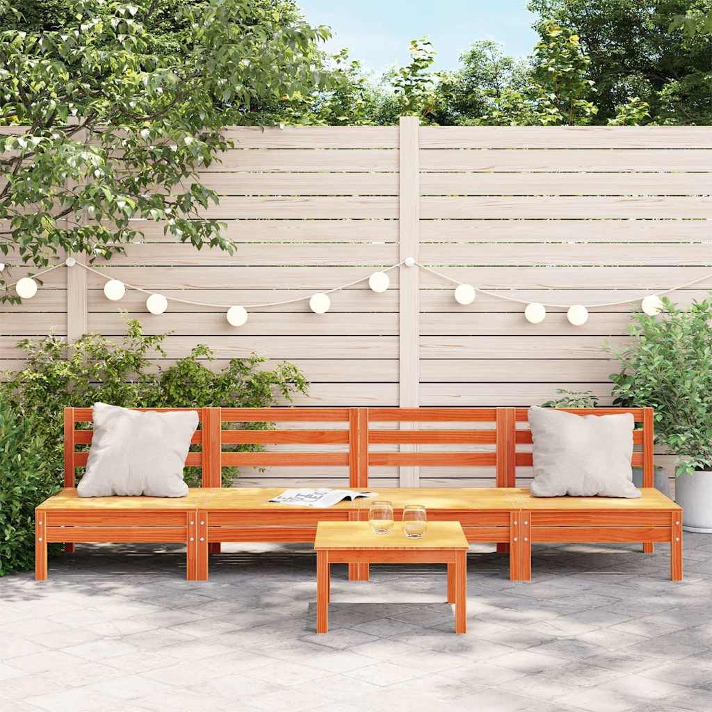 Vidaxl 4er Set Gartenbank Massivholz, waschbraun - Bis zu 35% Rabatt!