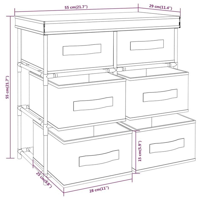 Vidaxl Moderne Kommode mit 6 Schubladen, Cremefarben, 55x29x55 cm - bis zu 33% Rabatt