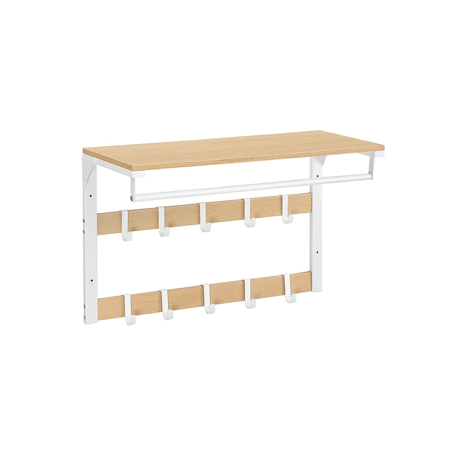 Wandgarderobe mit Ablage und 10 Haken - Eiche/Weiß - 32% Rabatt