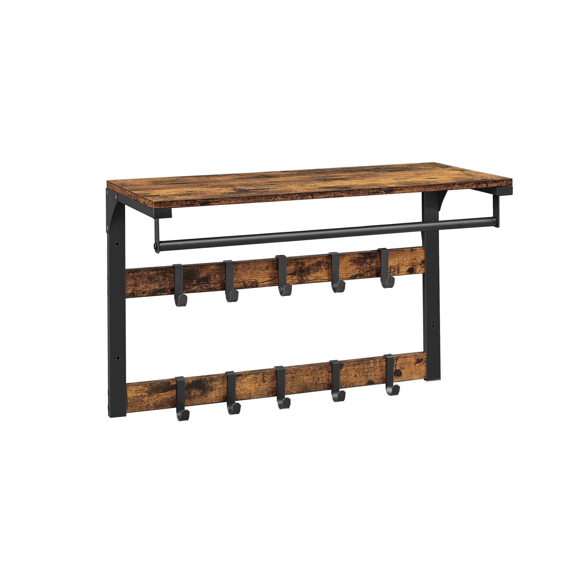 Wandgarderobe mit Ablage und 10 Haken - Eiche/Weiß - 32% Rabatt