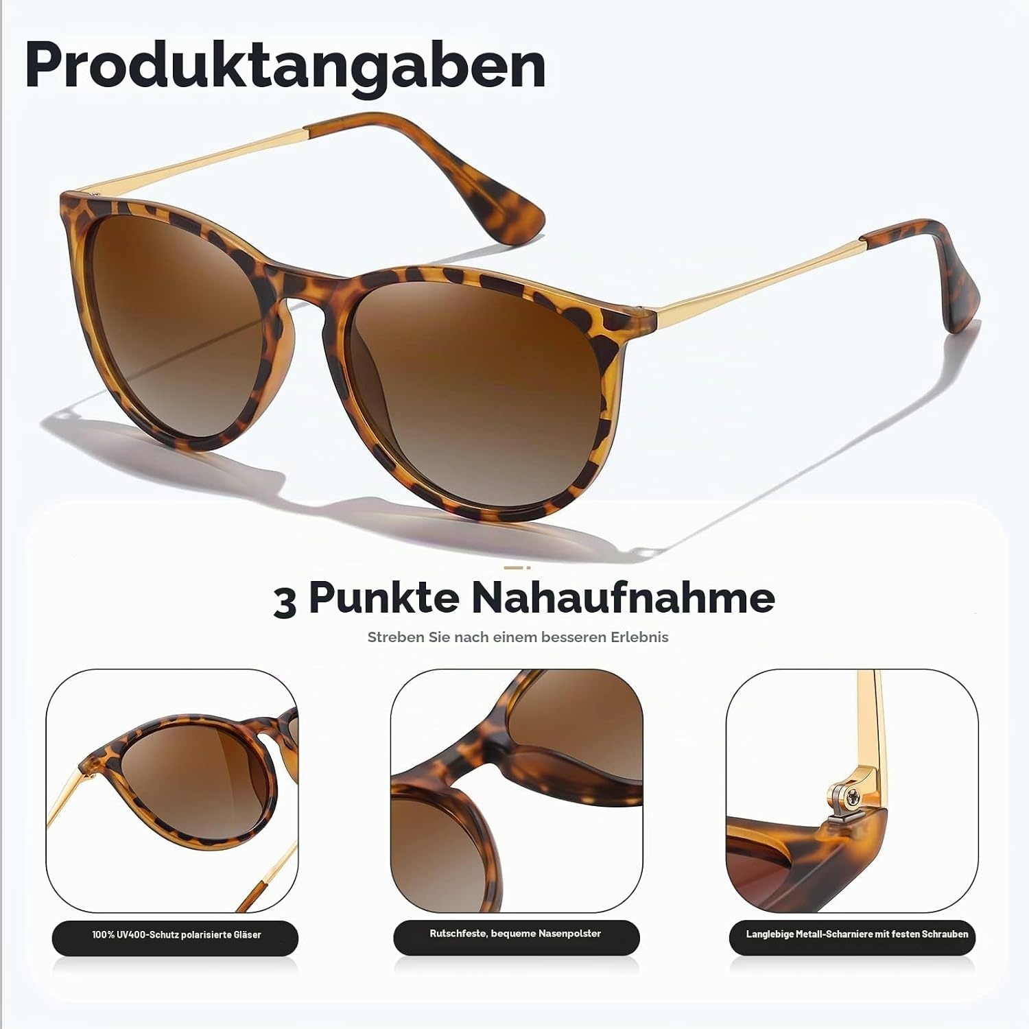 Retro Sonnenbrille Rund Polarisierend - 61% Rabatt