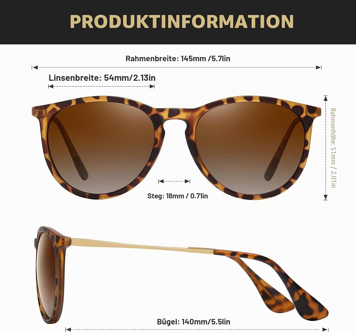 Retro Sonnenbrille Rund Polarisierend - 61% Rabatt