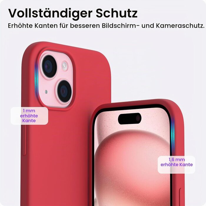 Silikonhülle für iPhone 15 - Rot - Ultradünn - 52% Rabatt