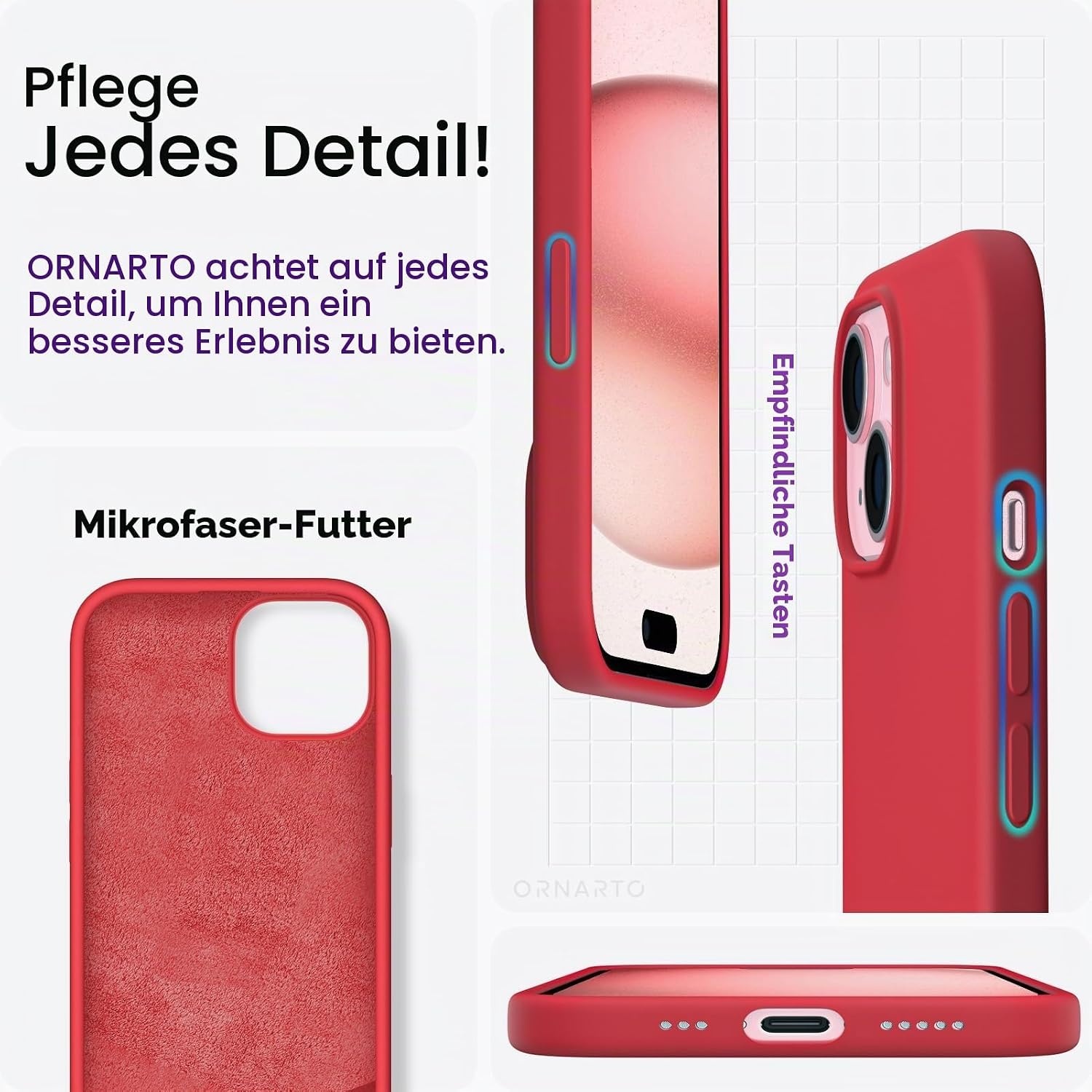 Silikonhülle für iPhone 15 - Rot - Ultradünn - 52% Rabatt