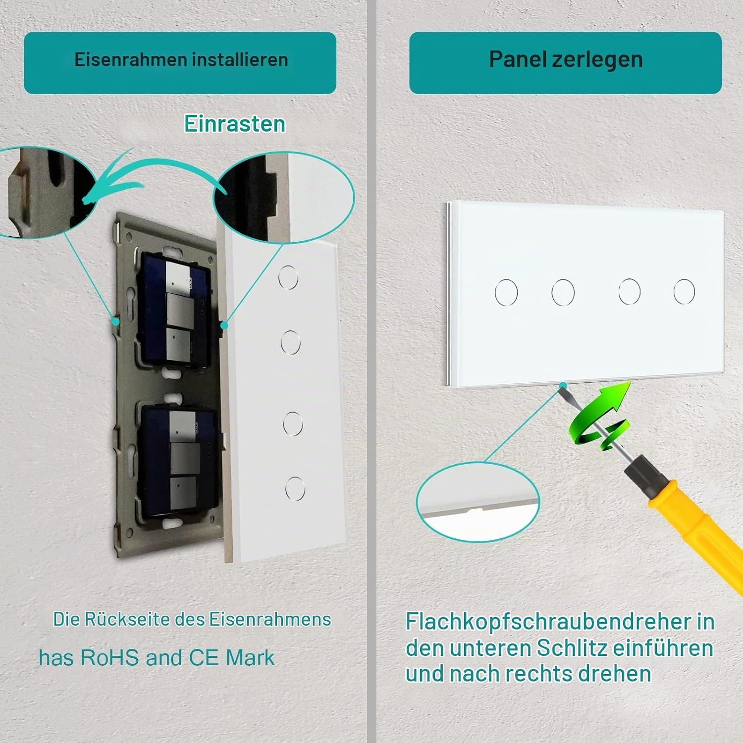 Smarter WLAN Doppel-Lichtschalter, Glas-Panel, Weiß - 57% Rabatt