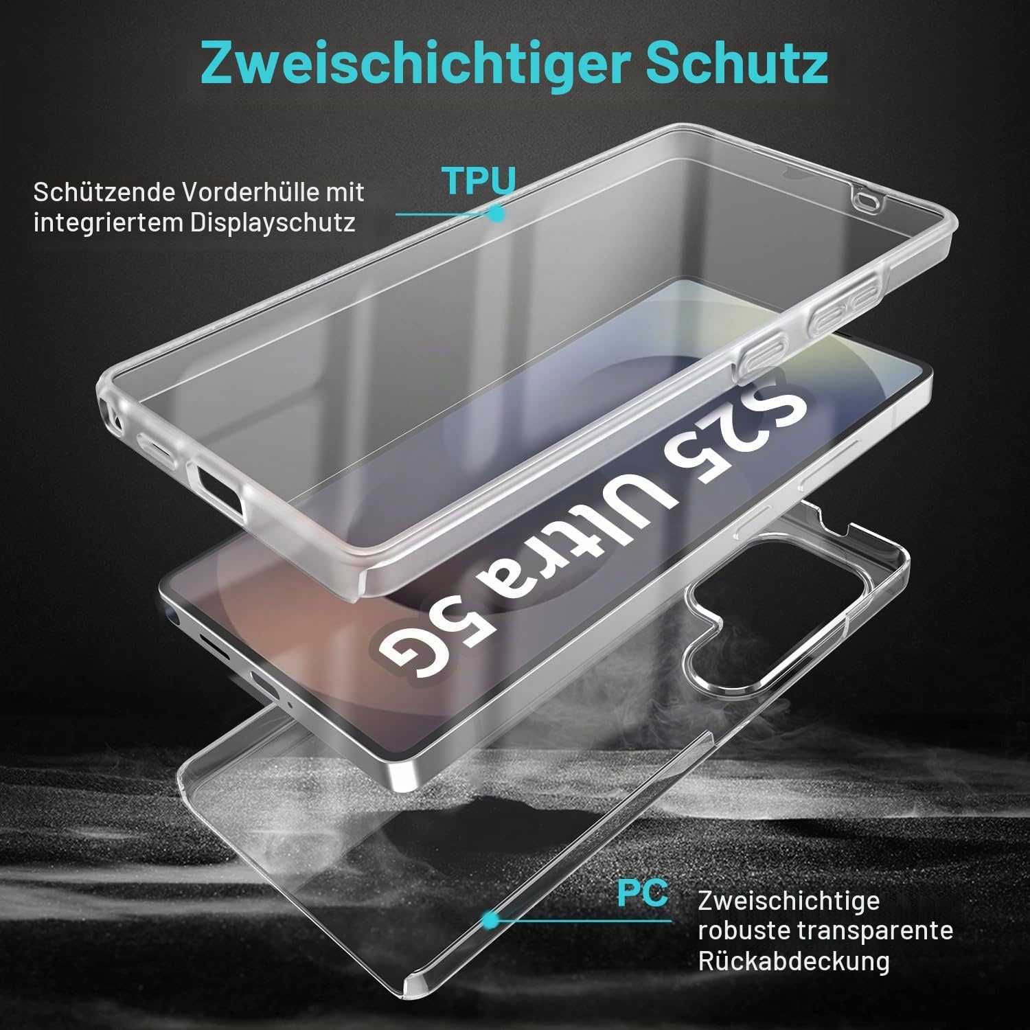 360-Grad Hülle für Samsung Galaxy S25 Ultra 5G, transparent - 52% Rabatt
