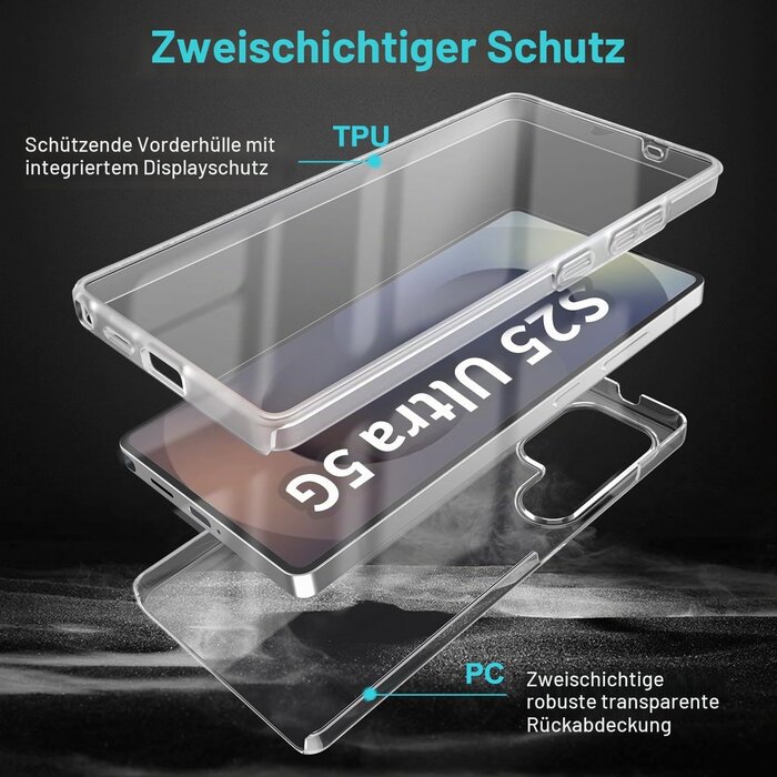 360-Grad Hülle für Samsung Galaxy S25 Ultra 5G, transparent - 52% Rabatt