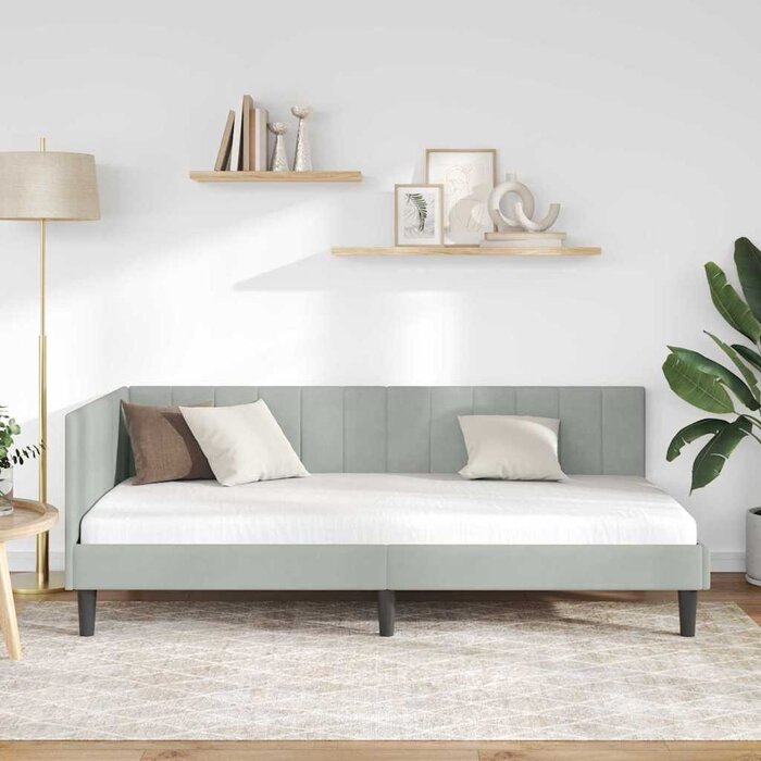 Vidaxl Eckbettrahmen Samt Lichtgrau 90x190cm - Bis zu 35% Rabatt im Outlet