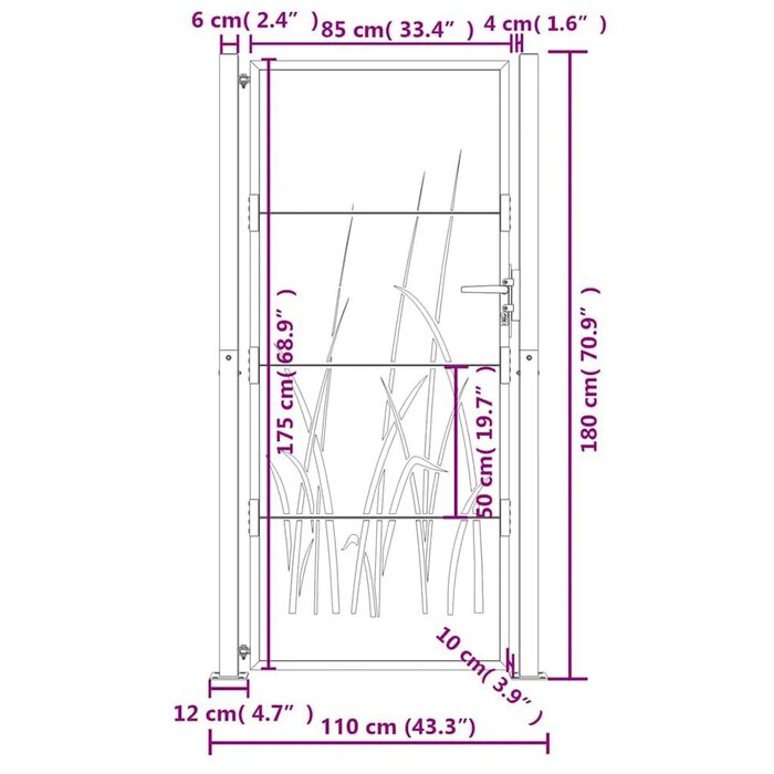 Vidaxl Gartentor 105x180 cm Laser-Design Anthrazit - bis zu 35% Rabatt
