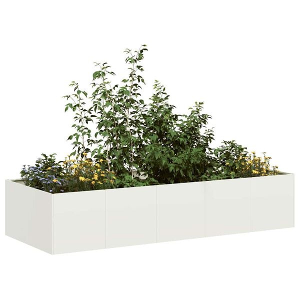 Vidaxl Großer Pflanzkübel aus Stahl 200x80x40 cm - Weiß - bis zu 34% Rabatt