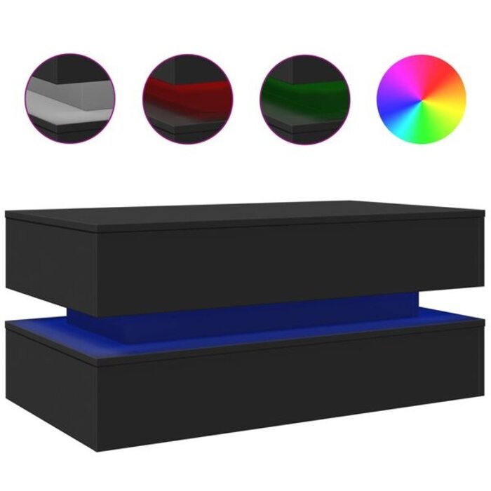 Vidaxl Couchtisch mit LED-Beleuchtung 90x50 cm - Schwarz - bis zu 35% Rabatt