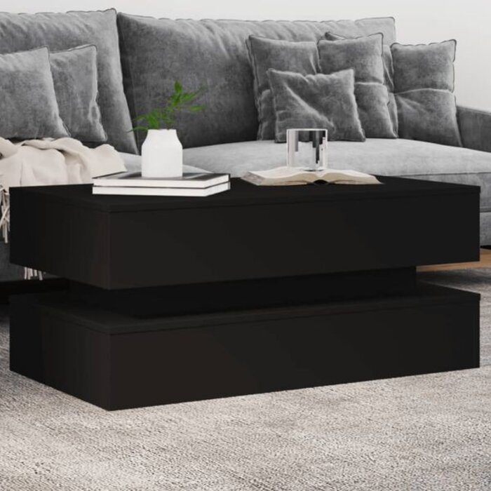 Vidaxl Couchtisch mit LED-Beleuchtung 90x50 cm - Schwarz - bis zu 35% Rabatt
