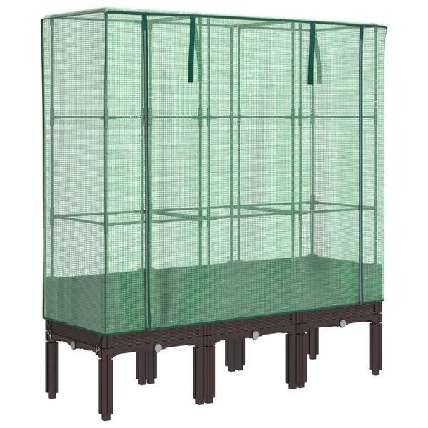 Vidaxl Hochbeet mit Gewächshaus-Abdeckung, Rattanoptik, 120 x 40 x 140 cm - bis zu 34%