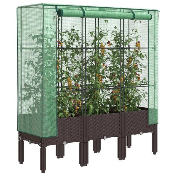 Vidaxl Hochbeet mit Gewächshaus-Abdeckung, Rattanoptik, 120 x 40 x 140 cm - bis zu 34%