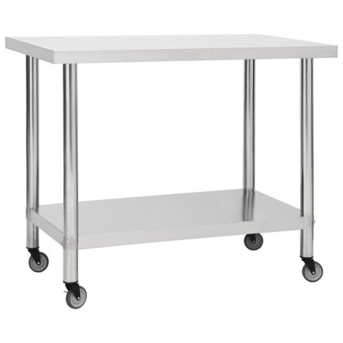 Vidaxl Edelstahl-Küchenarbeitstisch 100x60 cm auf Rollen - bis zu 35% Rabatt