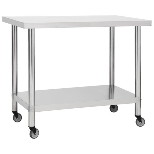 Vidaxl Edelstahl-Küchenarbeitstisch 100x60 cm auf Rollen - bis zu 35% Rabatt